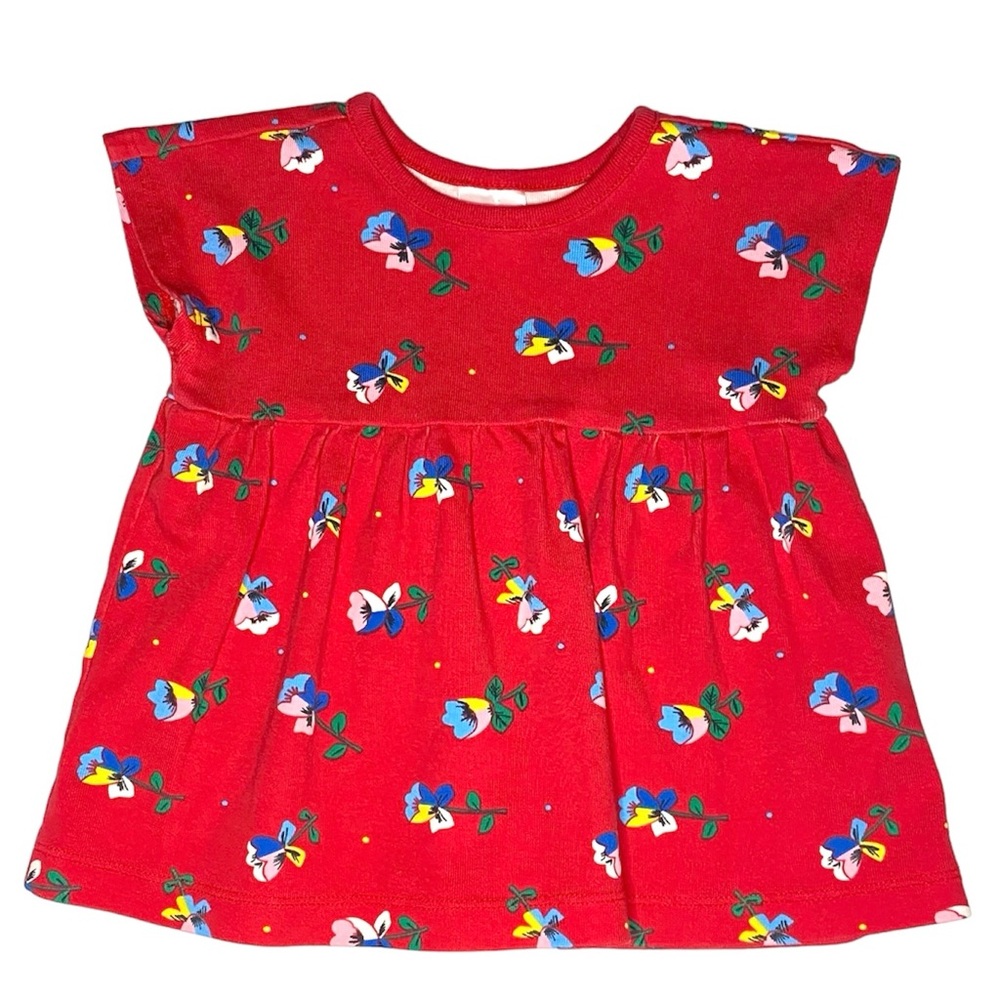 Hanna Andersson Red Floral Short Sleeve Dress Size 60cm 3-6M